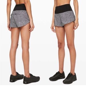 Lululemon Speed Up shorts in the Heather Lux Multi Black color